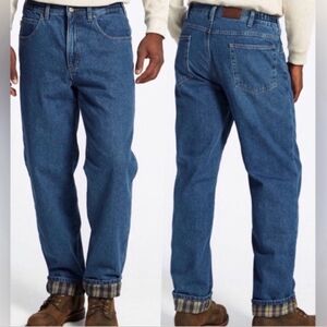 L.L. Bean Comfort Waist Flannel Lined‎ Jeans Blue Denim 38x29 Heritage Outdoor